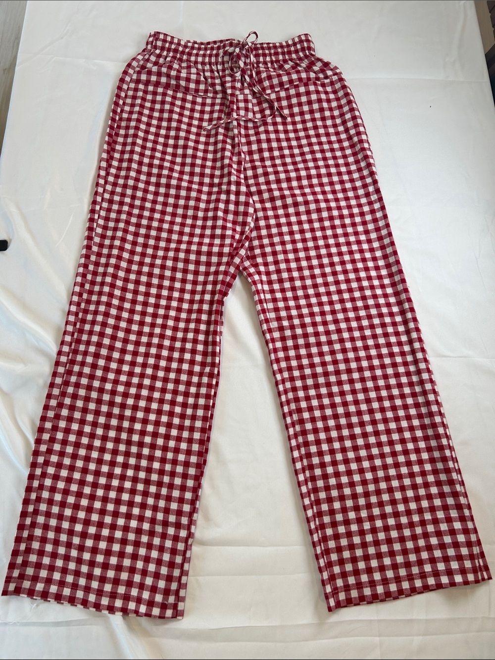 Womens Red Gingham Drawstring Pants